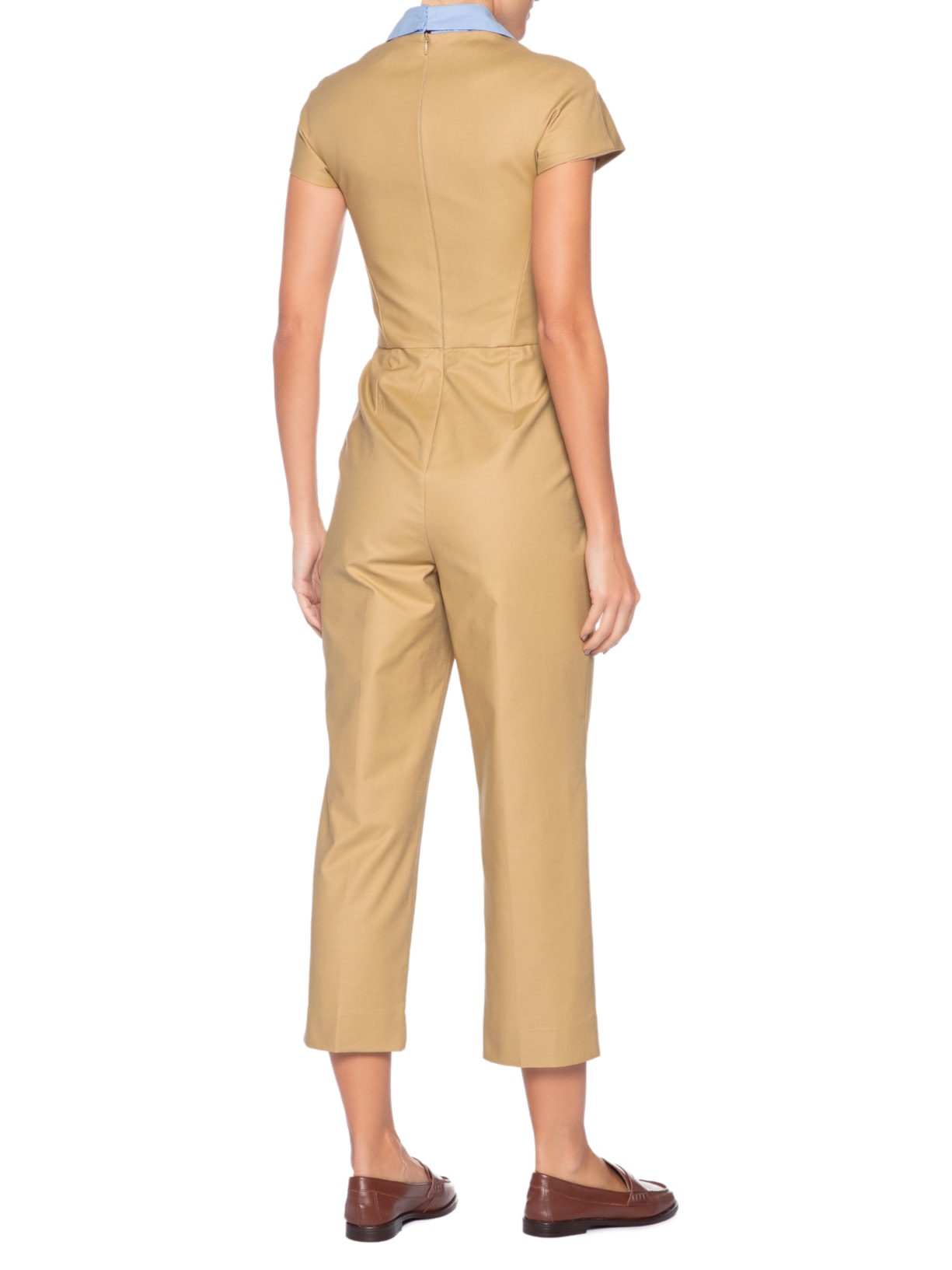 Macacão Feminino Fianco Gola Pregas Bege Andrea Marques