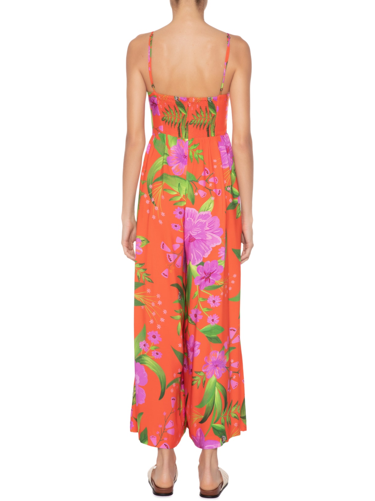 Macacão Feminino Floral Bem Me Quer Laranja Farm