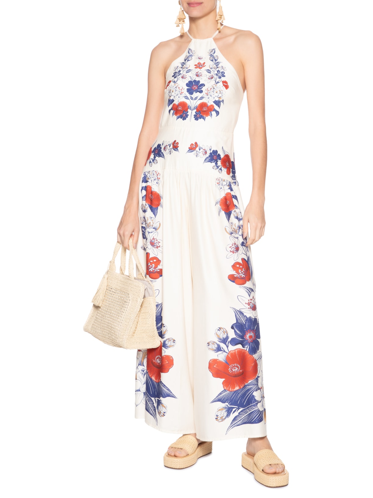 Macacão Feminino Floral Lina Branco Farm