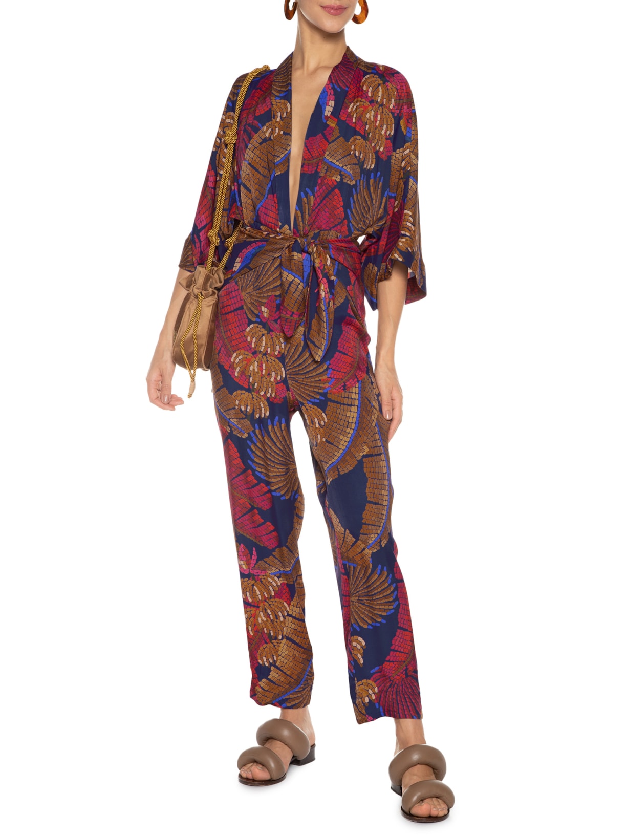 Macacão Feminino Floresta Mosaico Azul Farm