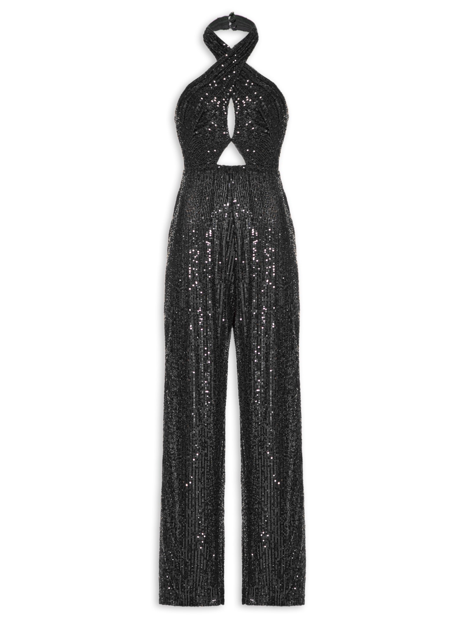 Macacão Feminino Frente única Paetê - Dress To - Preto
