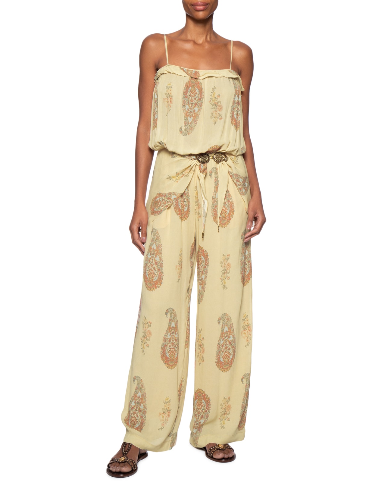 Macacão Feminino Ggt Estampado Flory Bege Maria Filó