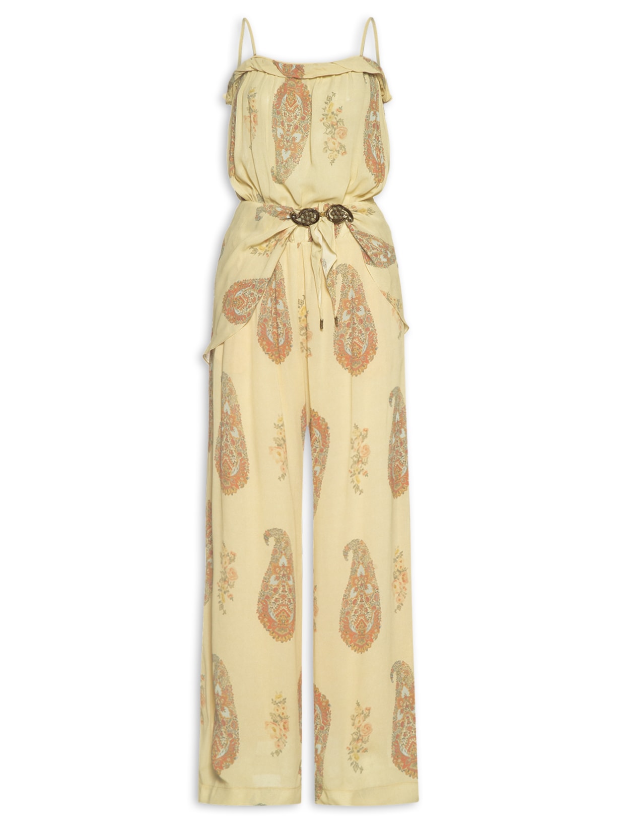 Macacão Feminino Ggt Estampado Flory Bege Maria Filó