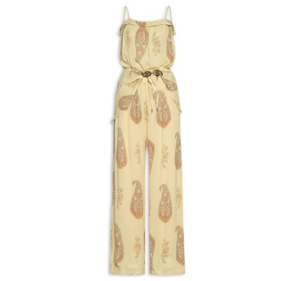 Macacão Feminino Ggt Estampado Flory - Bege