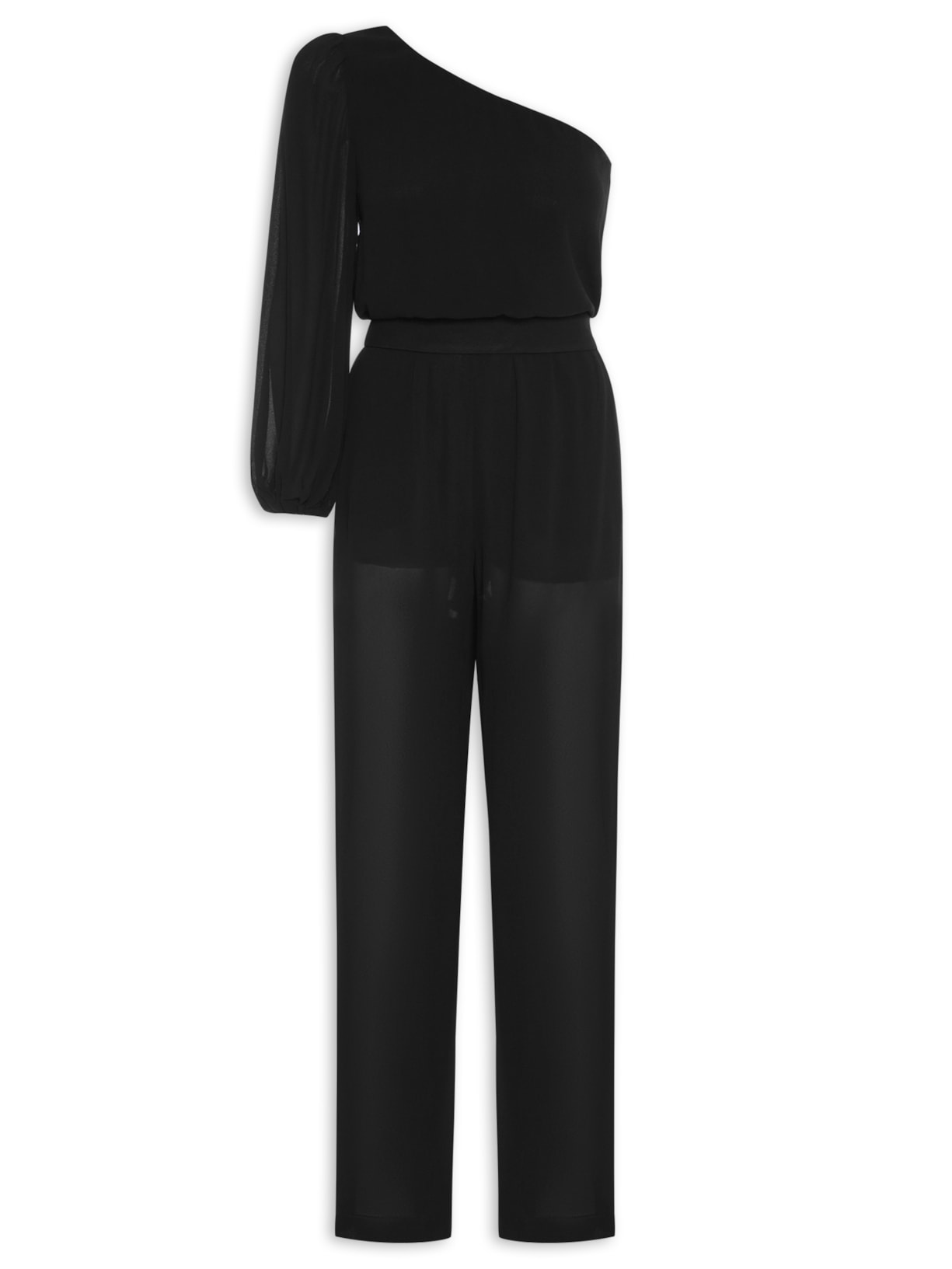 Macacão Feminino Ggt Ombro único - Preto