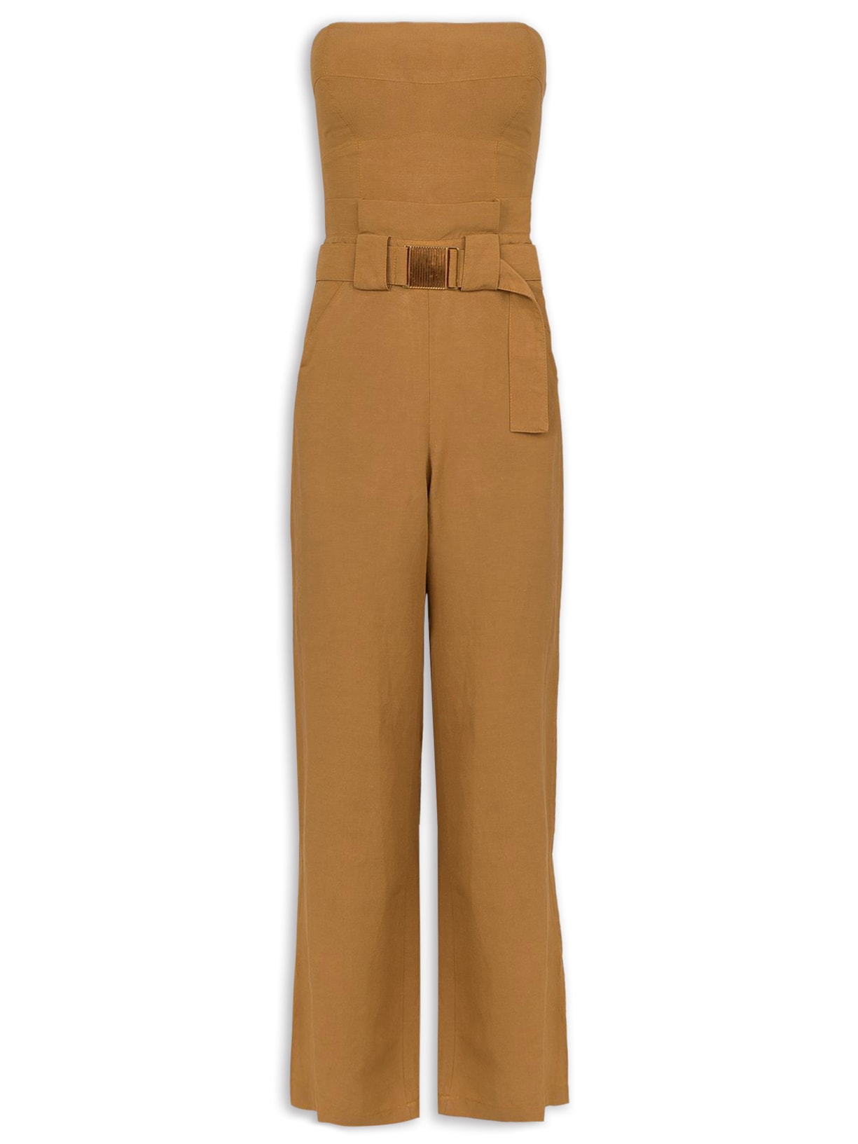 Macacão Feminino Iuna Detalhe - Marrom