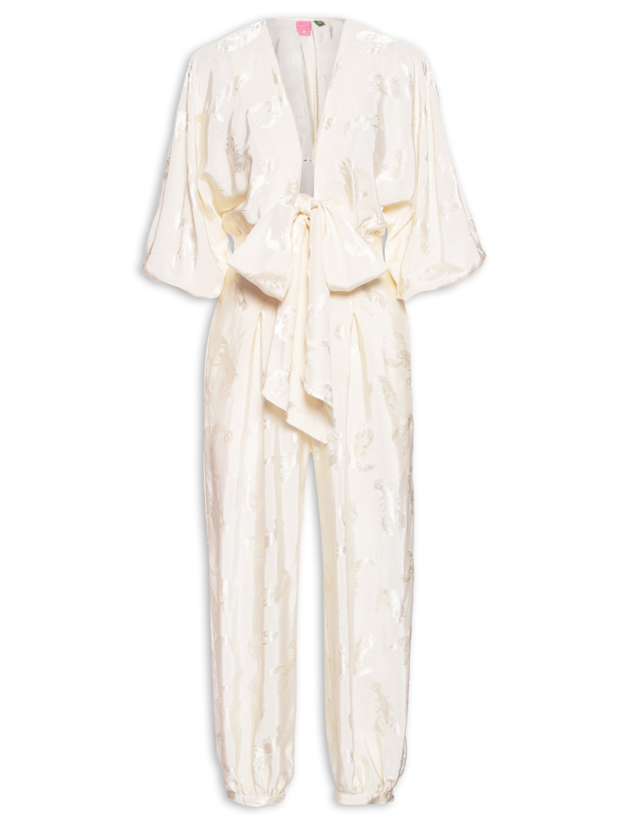 Macacão Feminino Jacquard Concha Do Mar - Bege