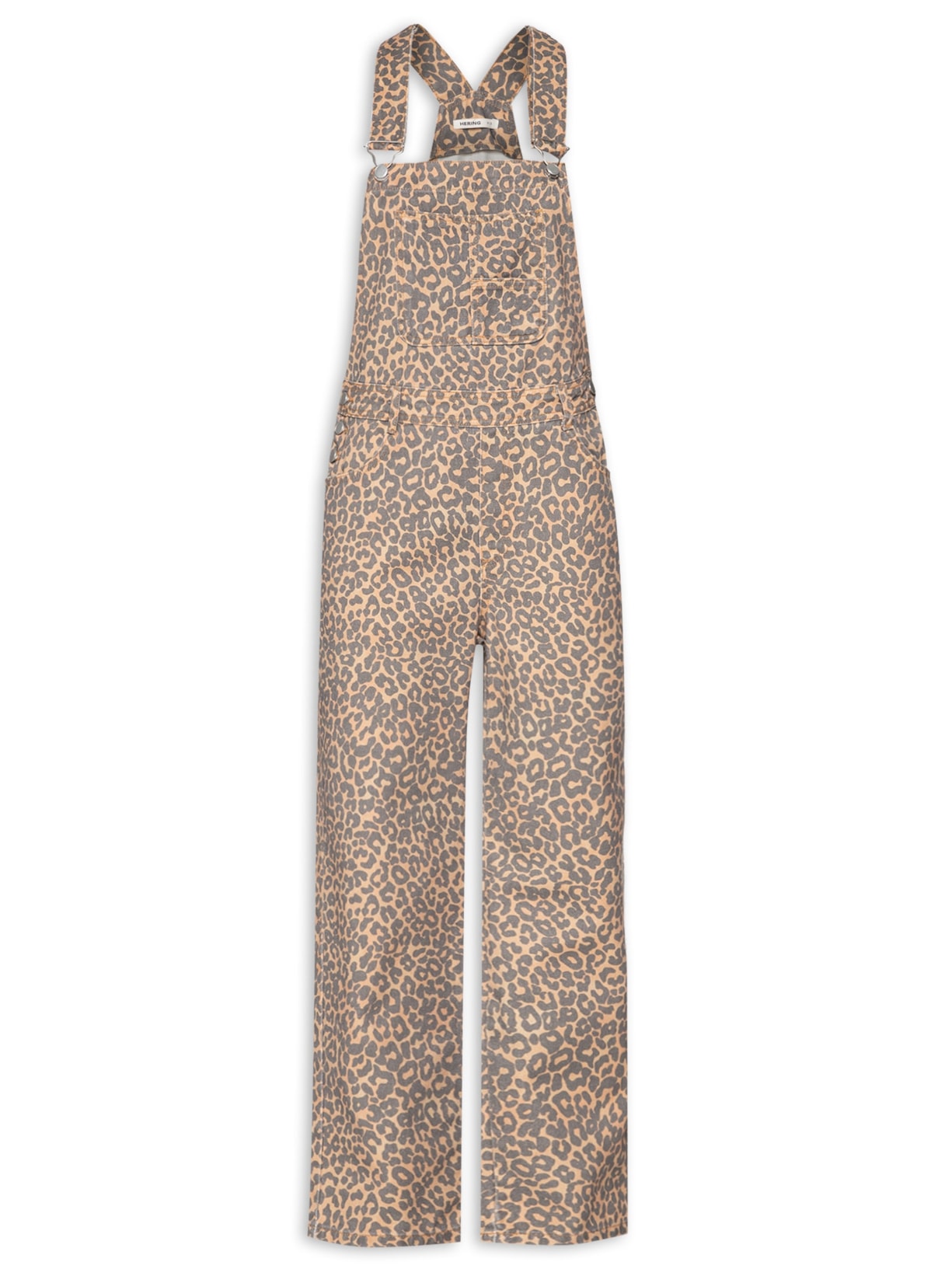 Macacão Feminino Jardineira Longa De Sarja - Animal Print