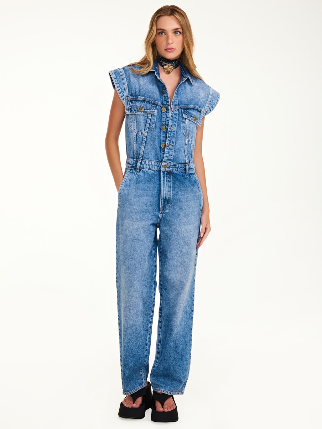 Macacão Feminino Jeans Amalfi Azul Triya + Nv