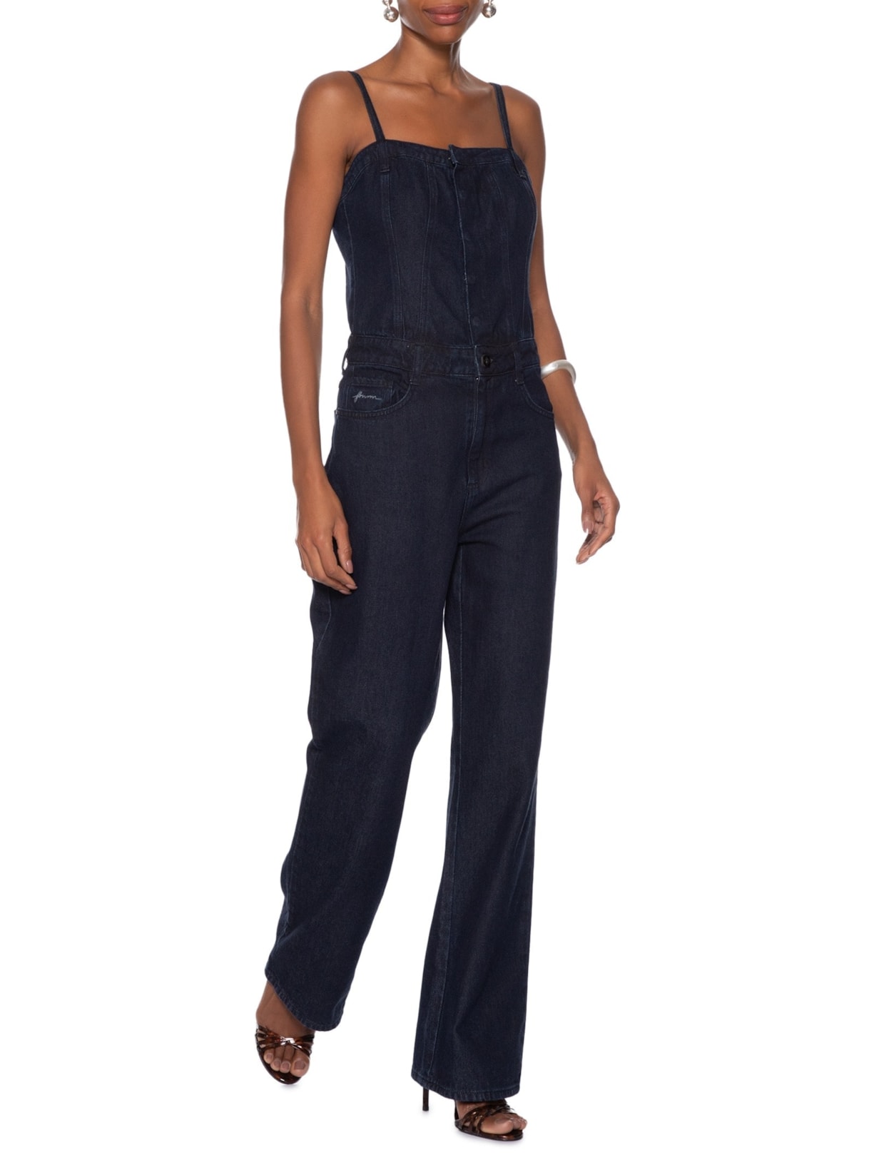 Macacão Feminino Jeans Azul   Forum