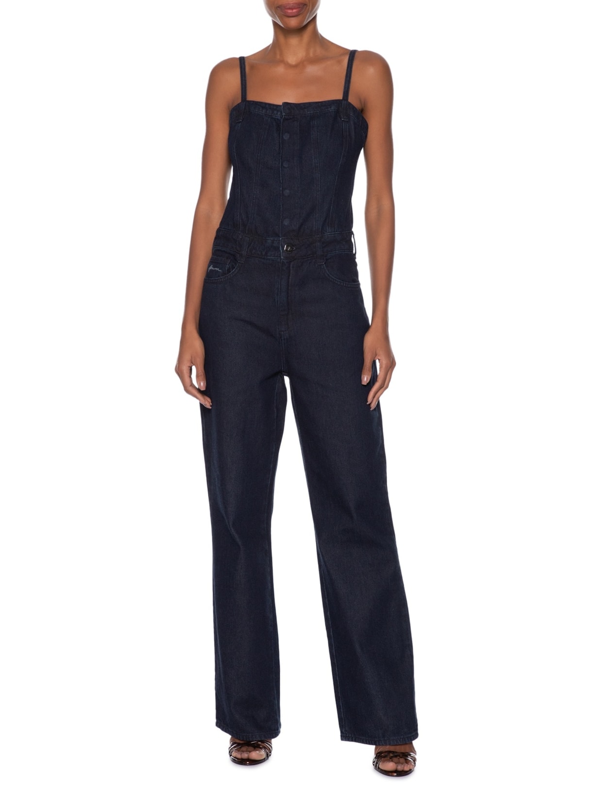 Macacão Feminino Jeans Azul   Forum