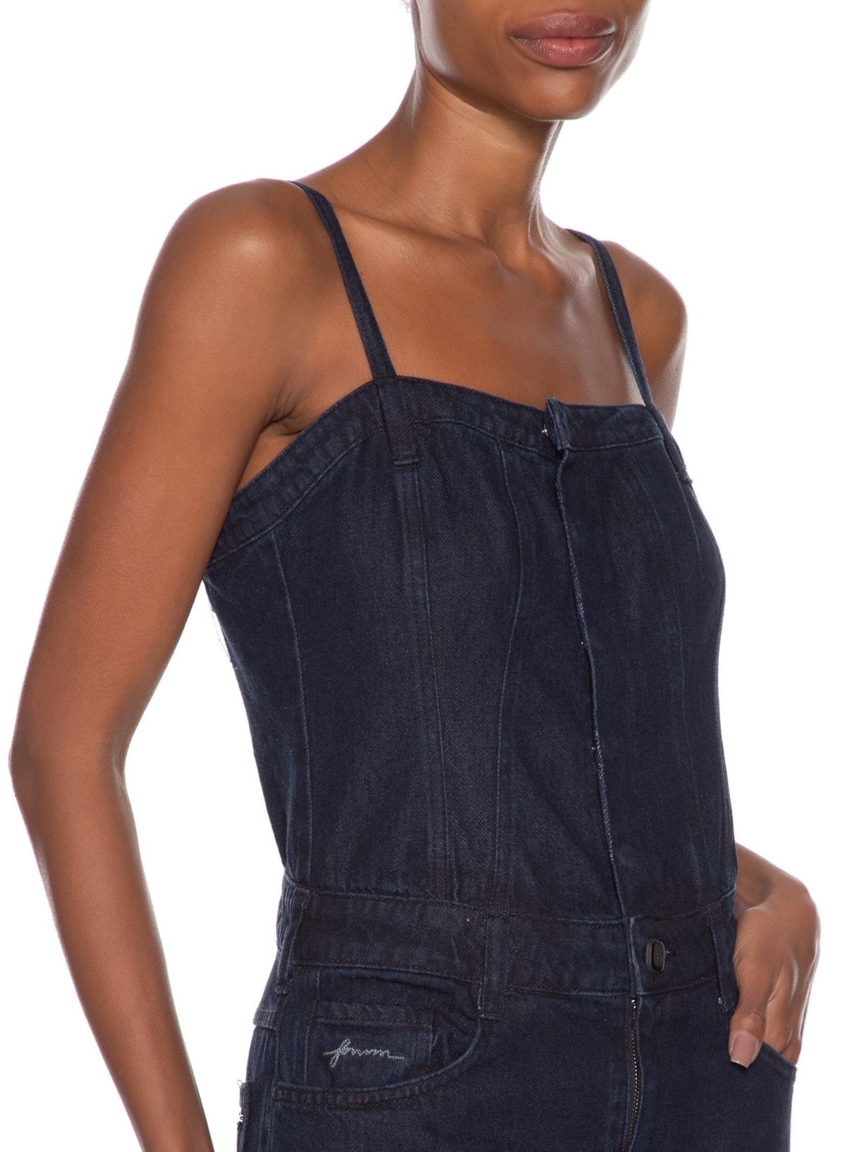 Macacão Feminino Jeans Azul   Forum