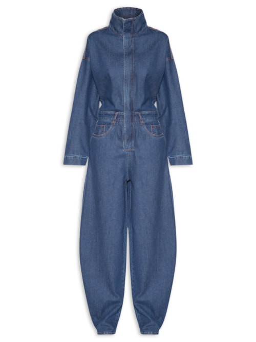 Macacão Feminino Jeans Baggy - Azul