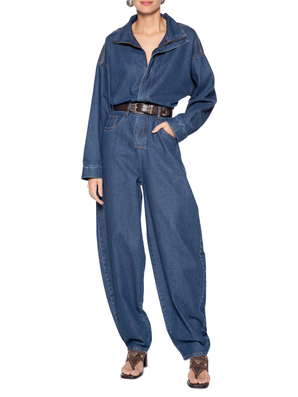 Macacão Feminino Jeans Baggy Azul Animale Jeans