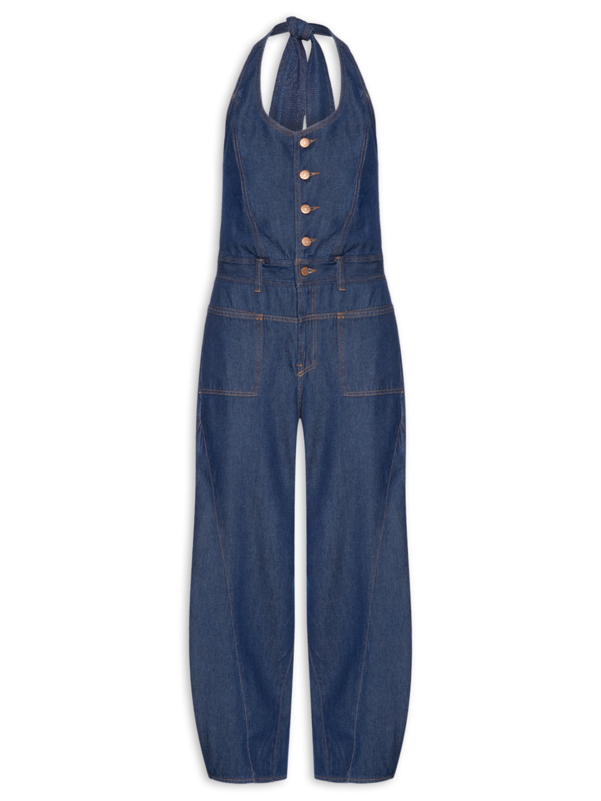 Macacão Feminino Jeans Barrel Amarração Azul Dress To
