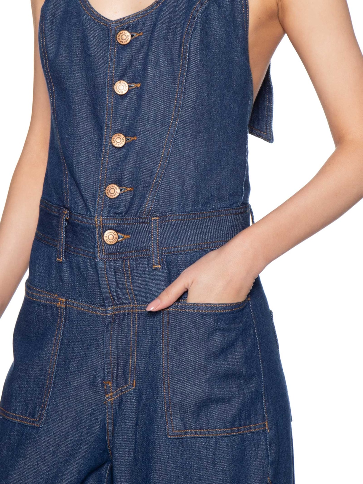 Macacão Feminino Jeans Barrel Amarração Azul Dress To