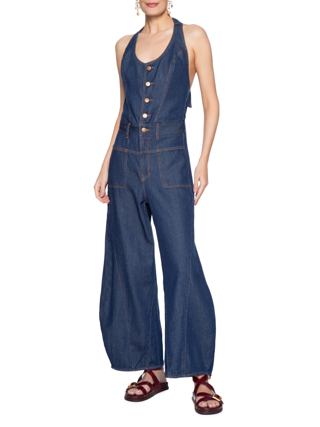 Macacão Feminino Jeans Barrel Amarração Azul Dress To