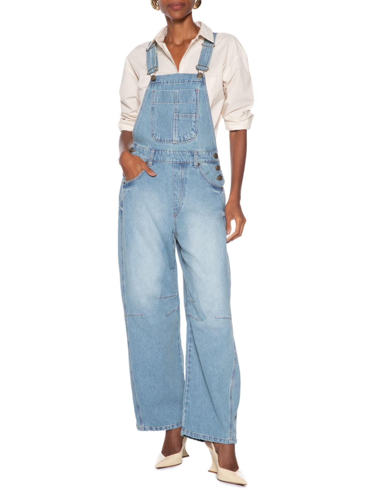 Macacão Feminino Jeans Barrel V26 Azul Mixed