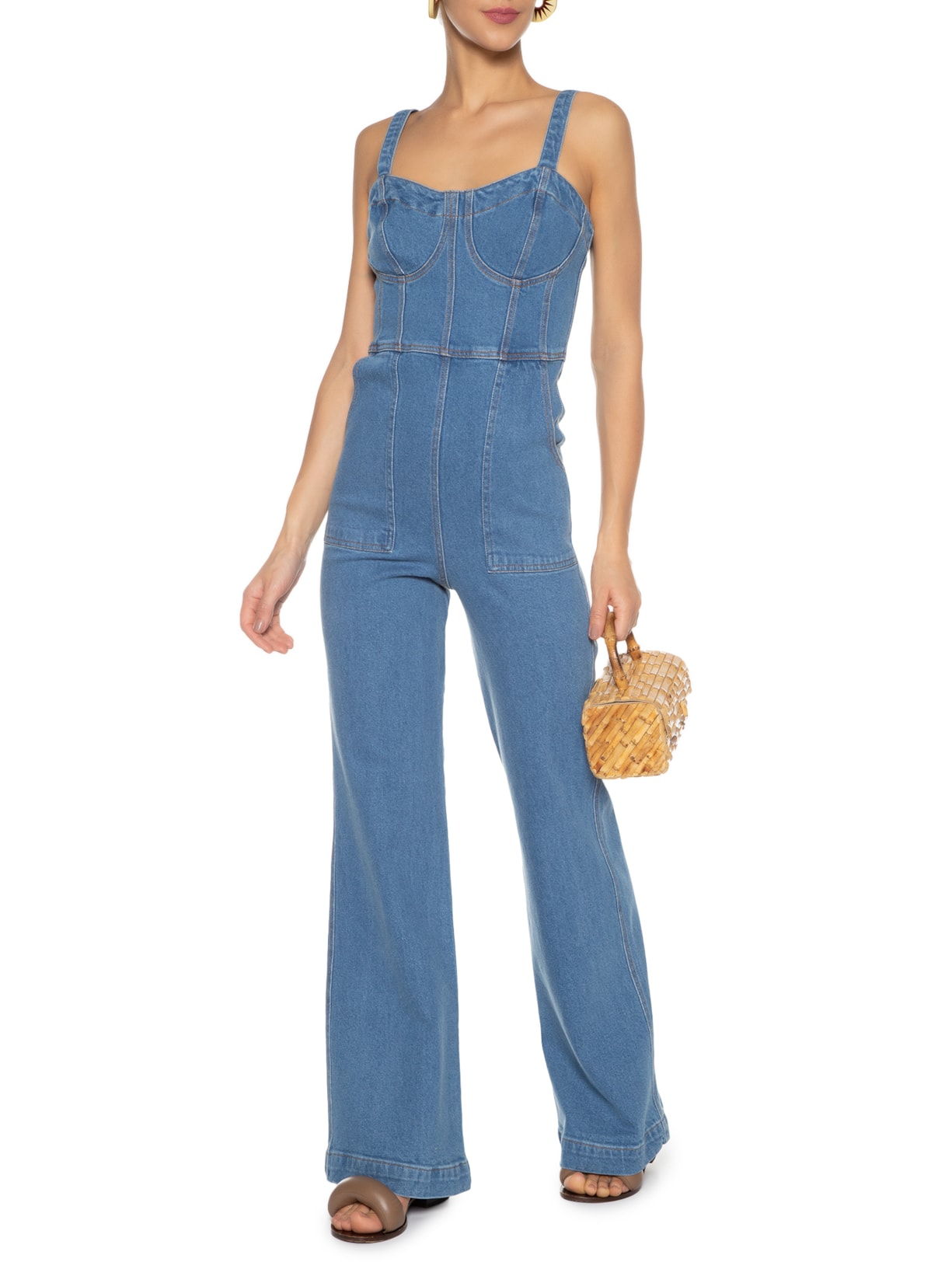 Macacão Feminino Jeans Corselet Azul Farm