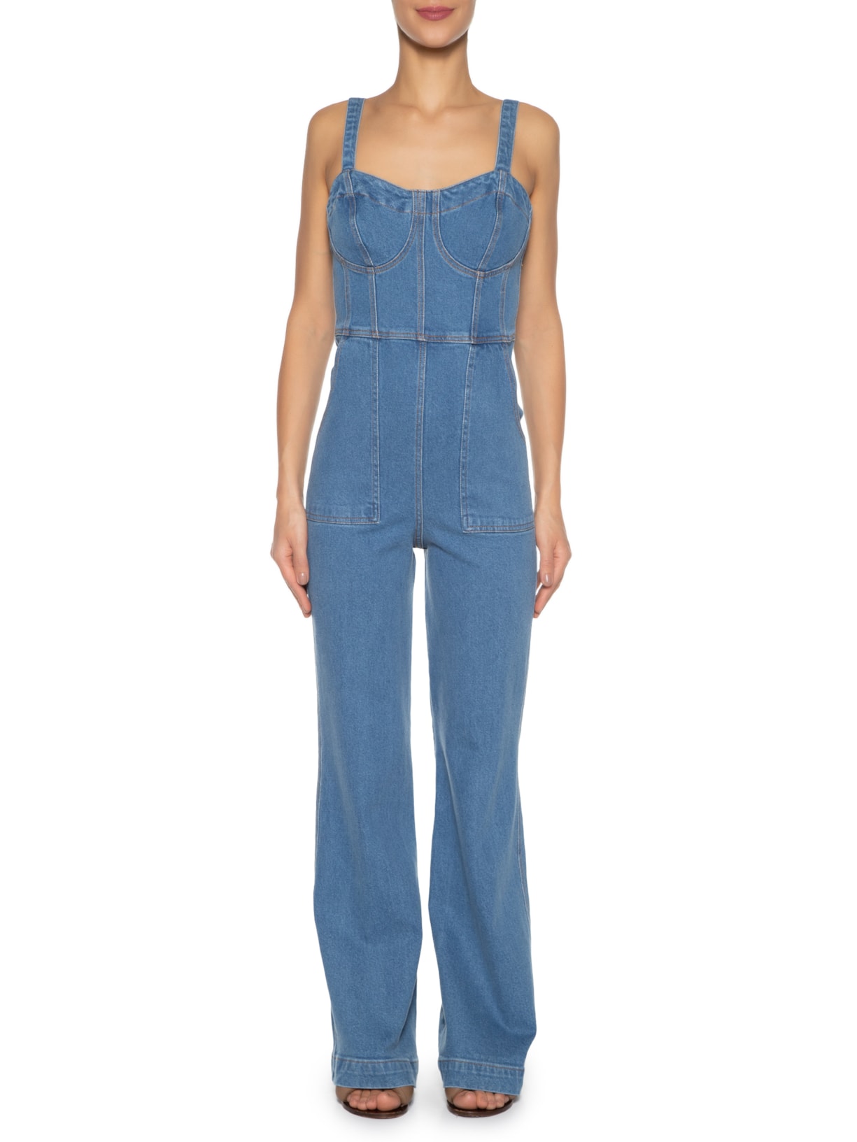 Macacão Feminino Jeans Corselet Azul Farm