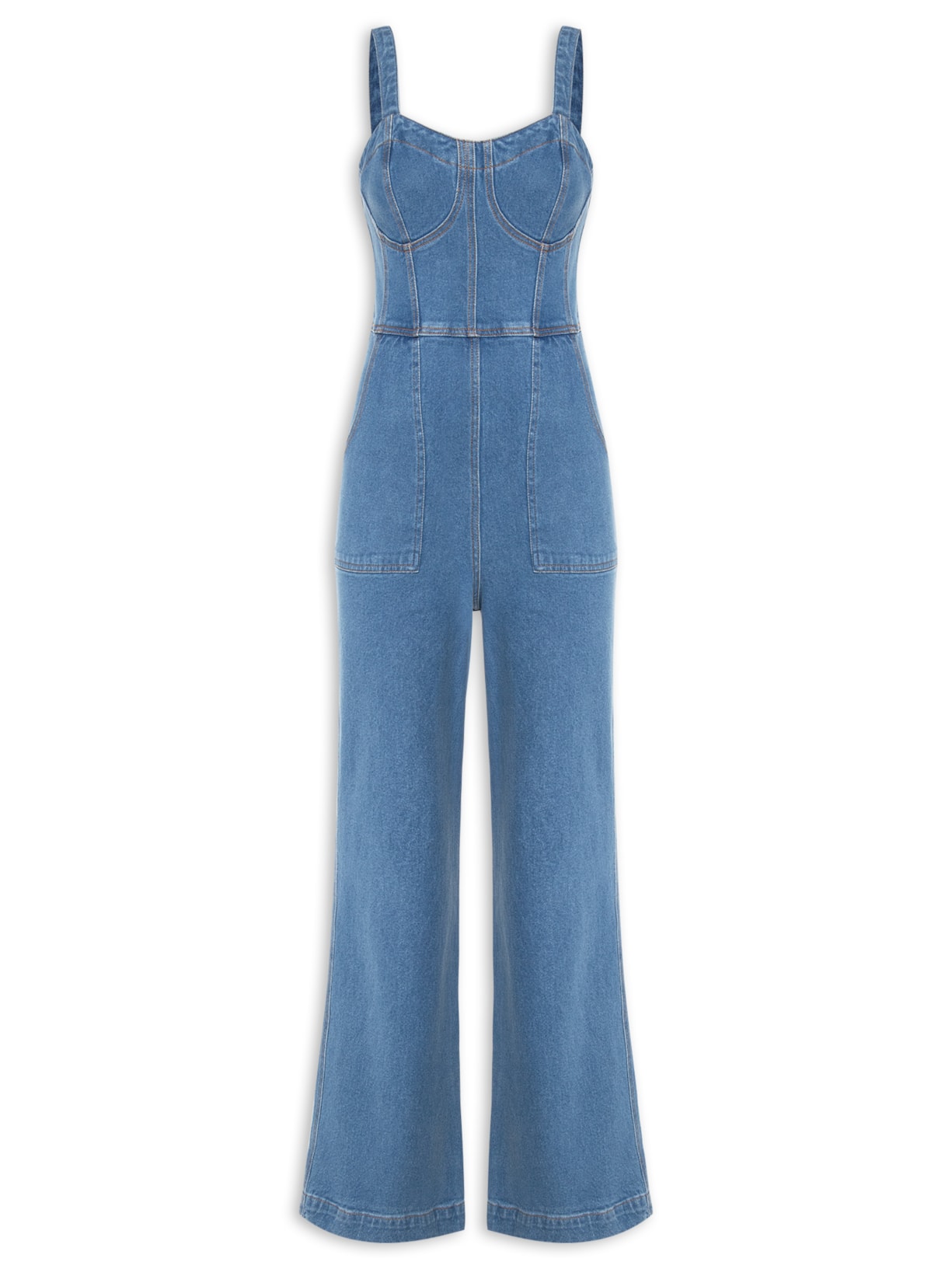 Macacão Feminino Jeans Corselet - Azul