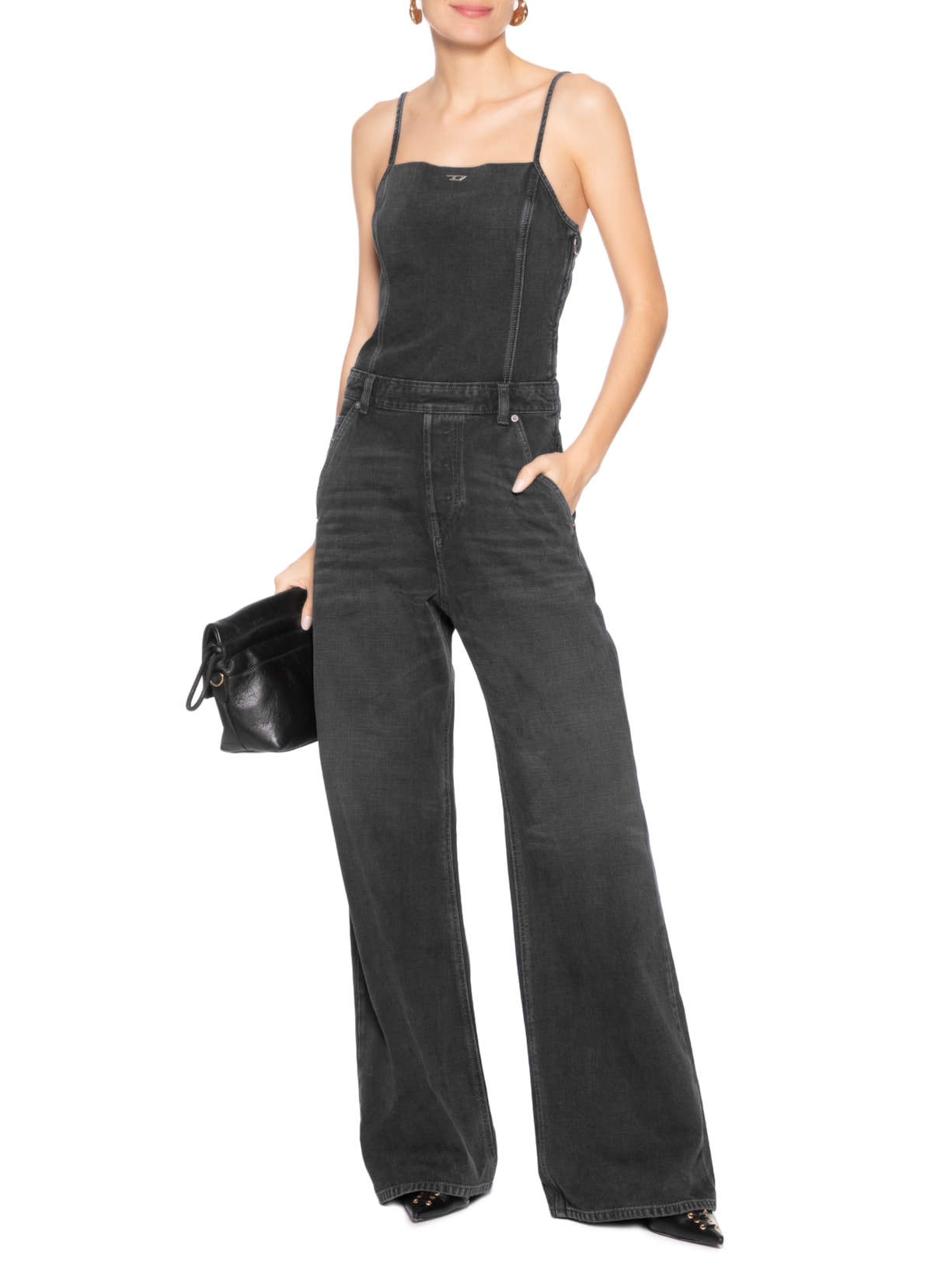 Macacão Feminino Jeans De-Vors Overalls Preto Diesel