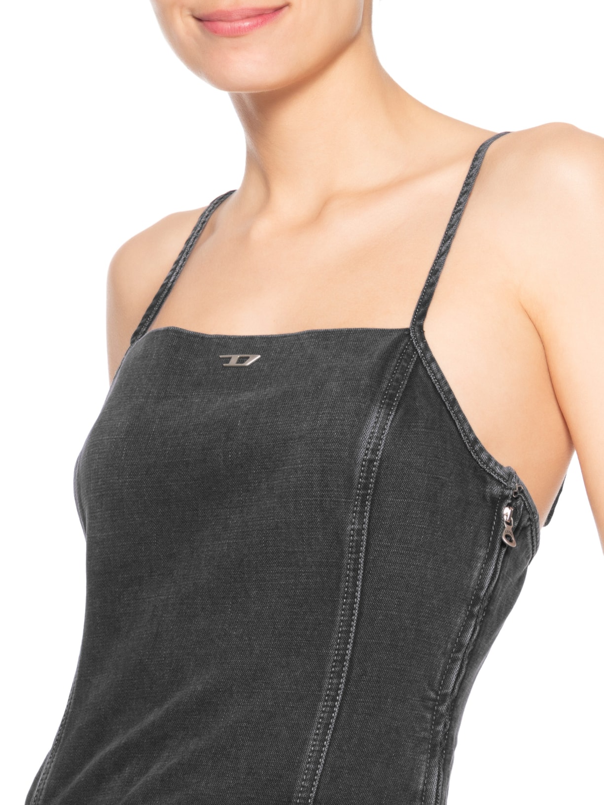 Macacão Feminino Jeans De-Vors Overalls Preto Diesel