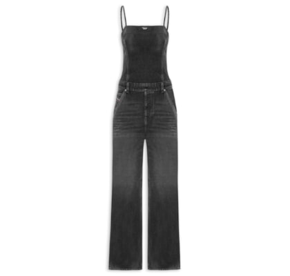 Macacão Feminino Jeans De-Vors Overalls - Preto