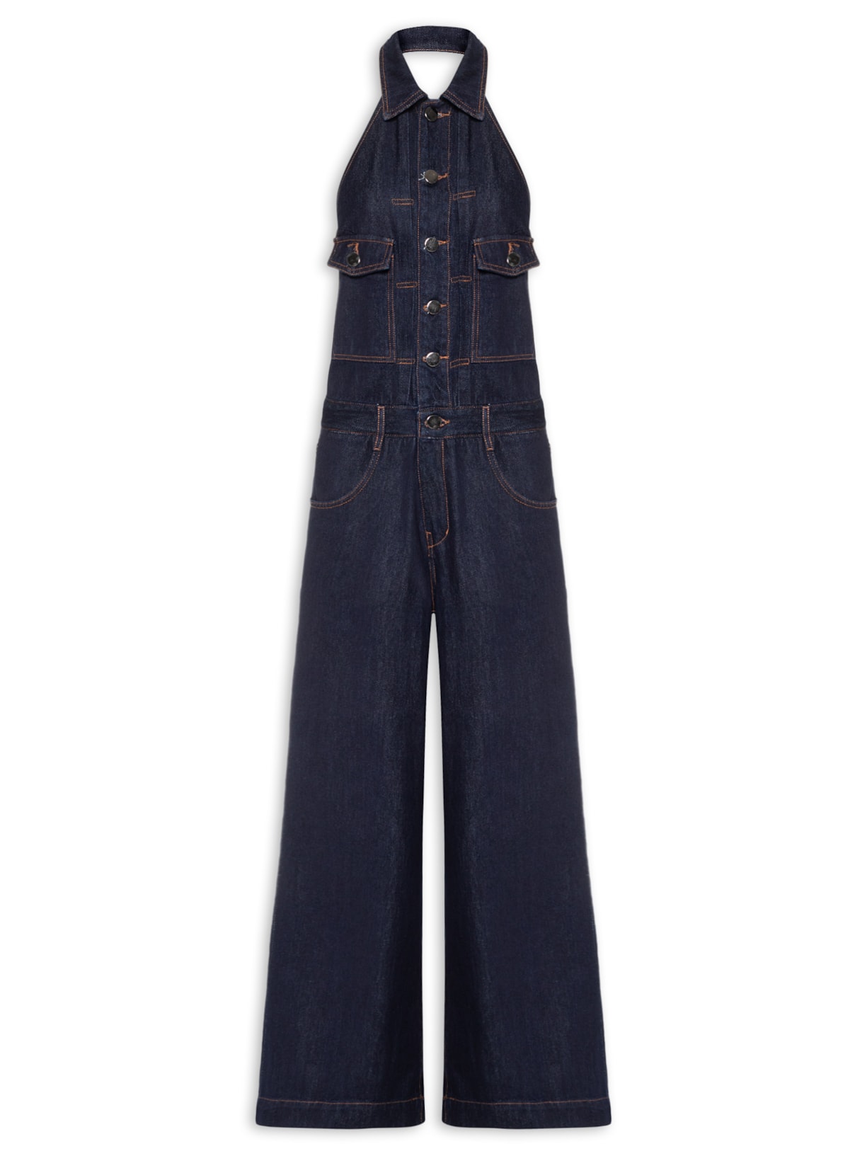 Macacão Feminino Jeans Decote Halter Azul Animale