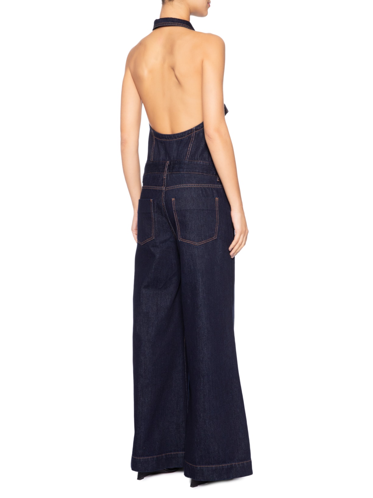 Macacão Feminino Jeans Decote Halter Azul Animale