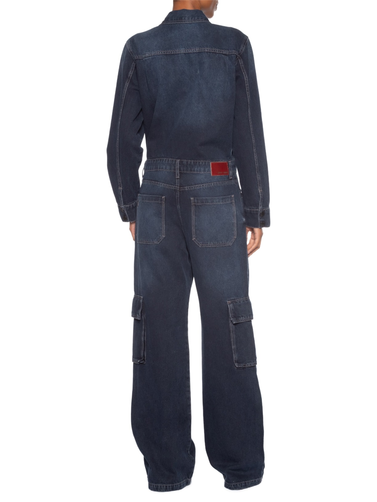 Macacão Feminino Jeans Manga Longa Cargo Azul Animale Jeans