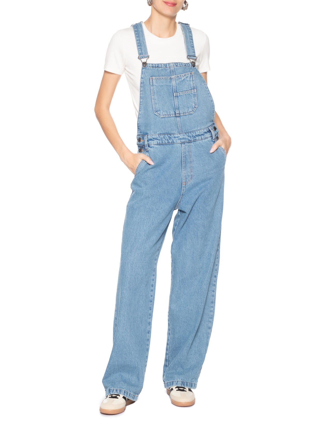Macacão Feminino Jeans Oversized Azul Market 33