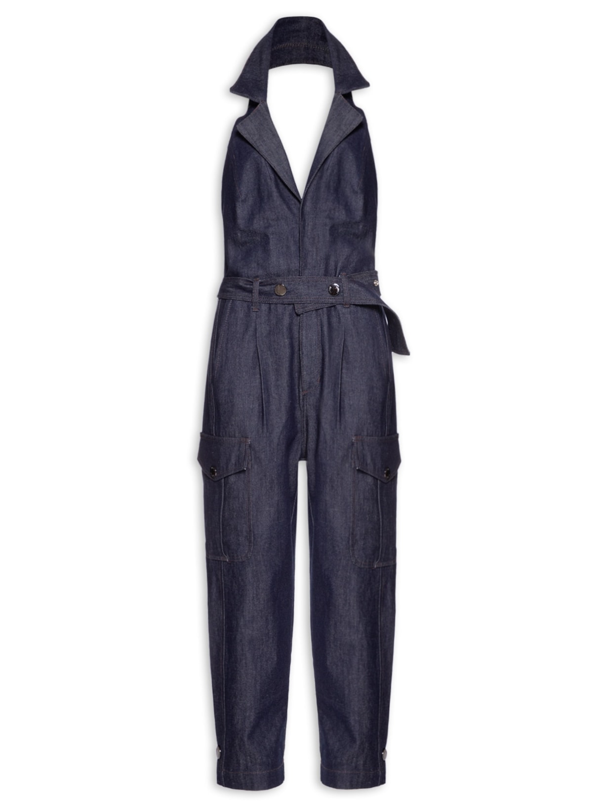 Macacão Feminino Jeans Raw Cinto Azul Animale