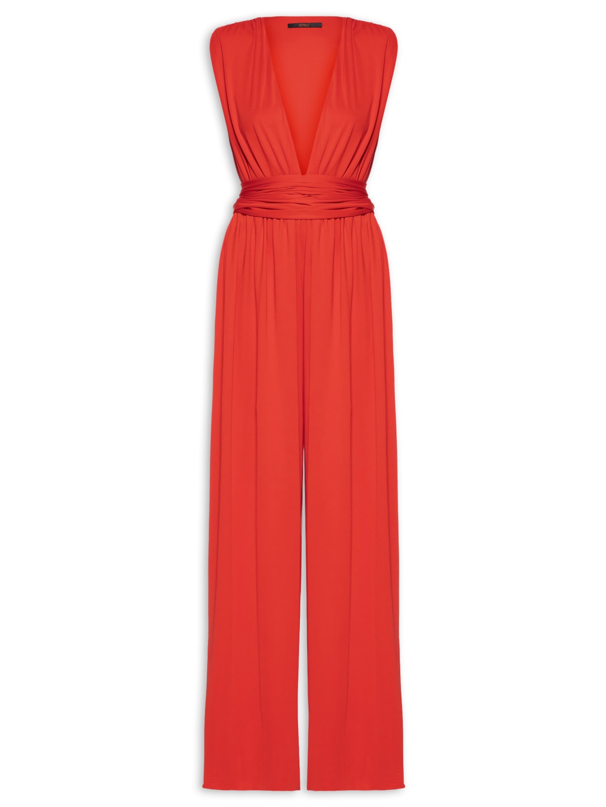 Macacão Feminino Jersey Com Decote Profundo - Vermelho