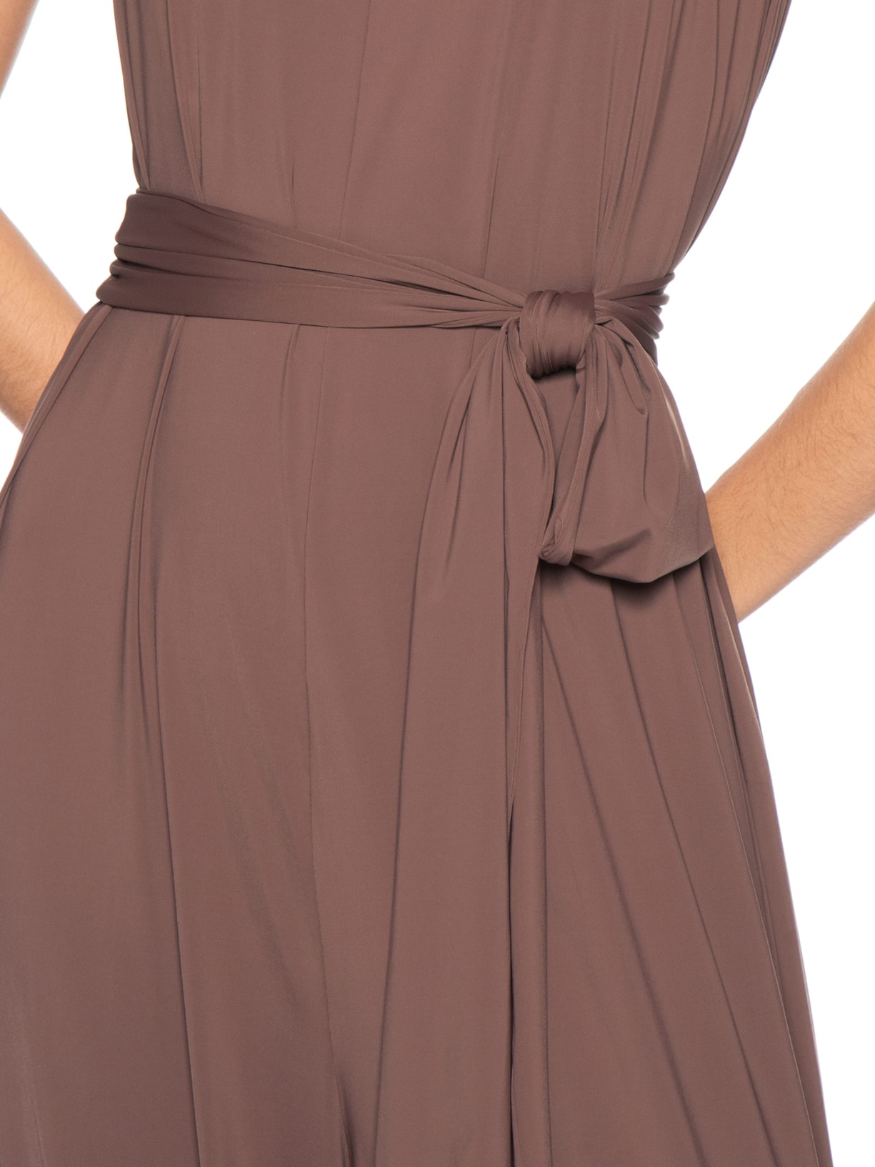 Macacão Feminino Jersey Com Faixa Marrom Dress To