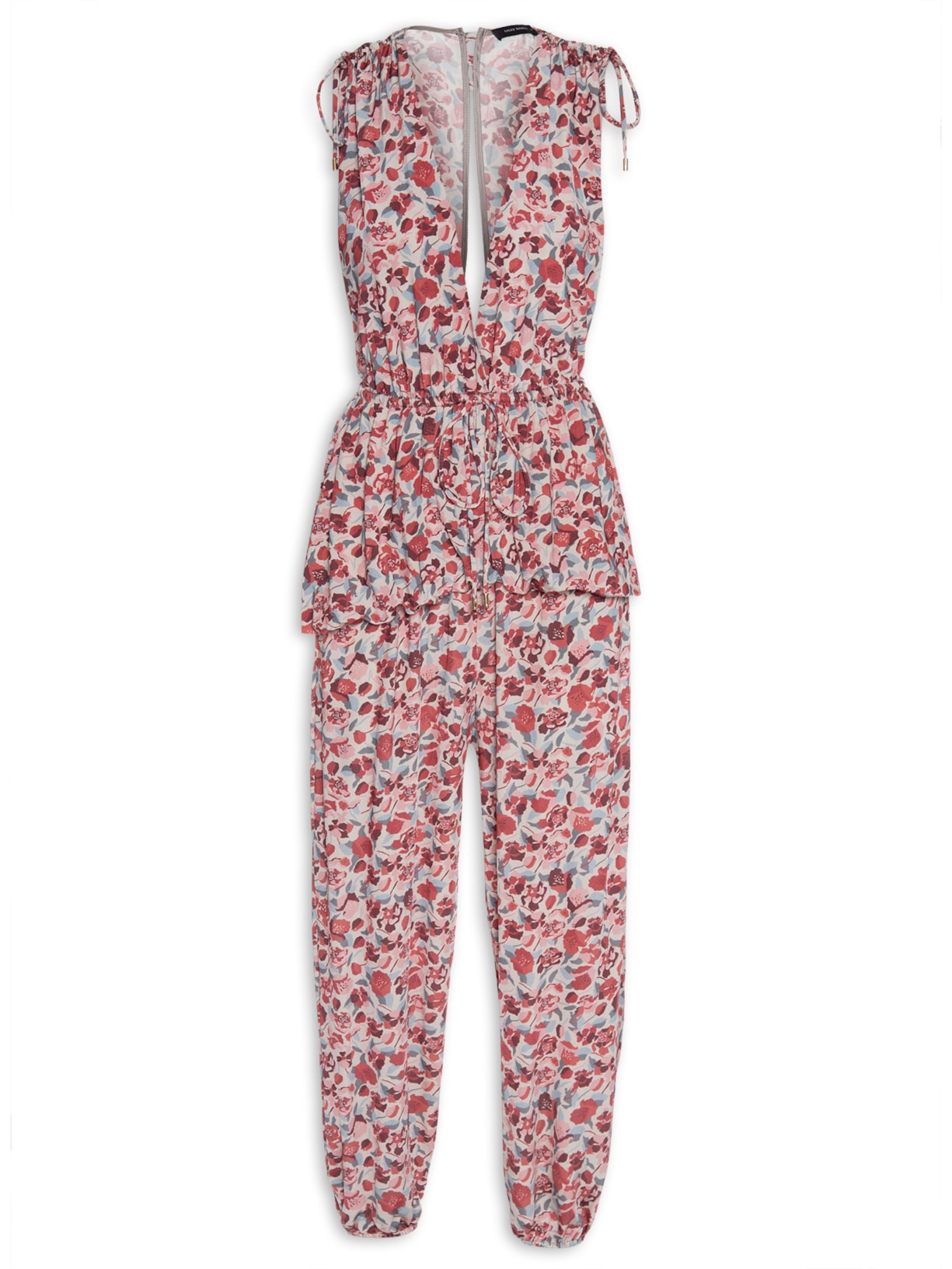 Macacão Feminino Jersey Estampado - Vermelho