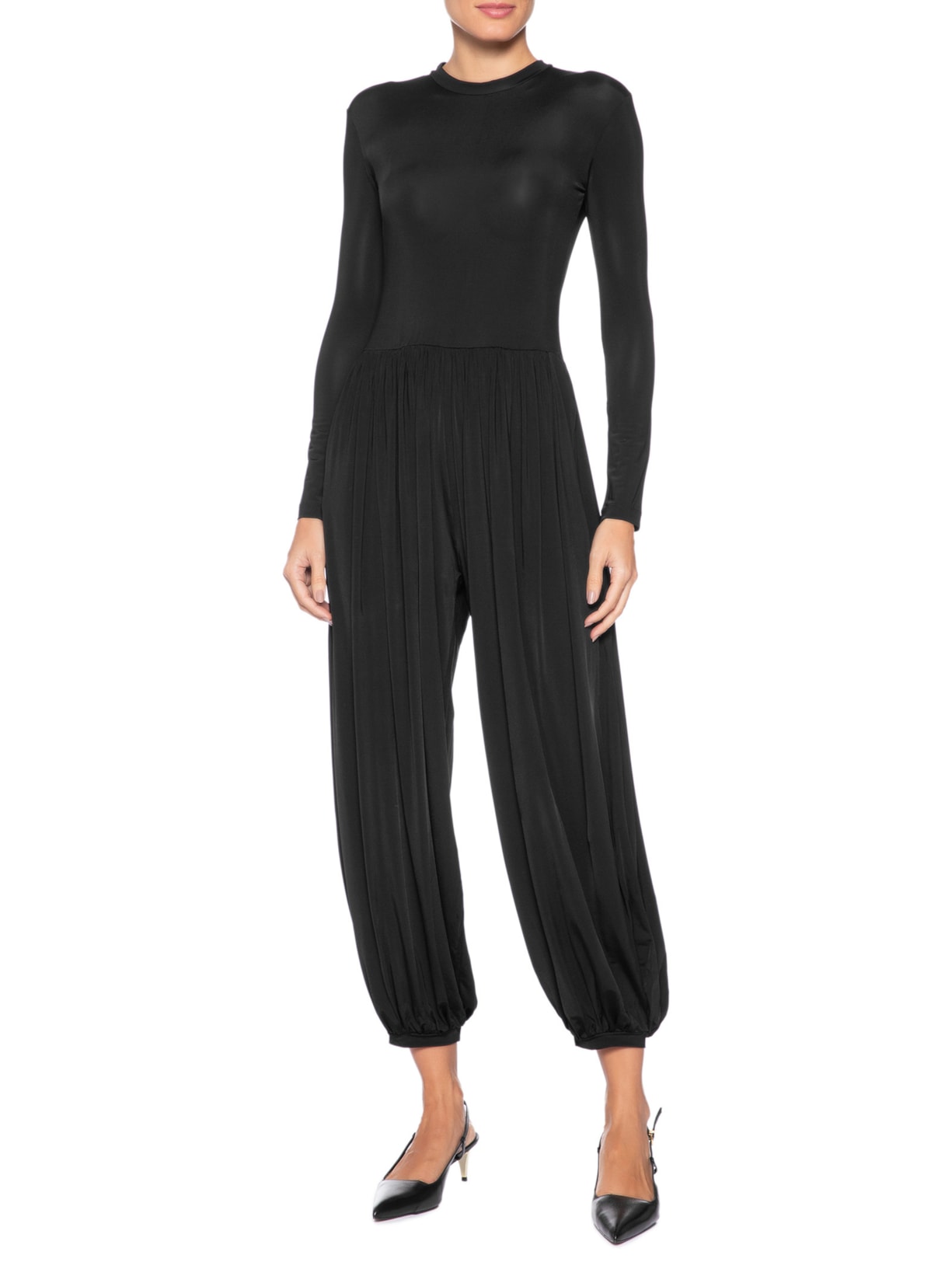 Macacão Feminino Jersey Manga Longa Baloon Preto Andrea Marques