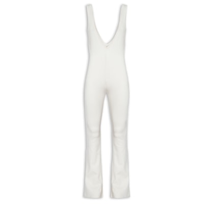 Macacão Feminino Jumpsuit Tricot Fames - Branco  