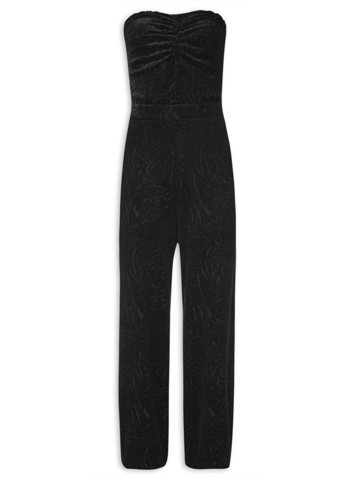 Macacão Feminino Jumpsuit Veludo Devore Dalia - Preto