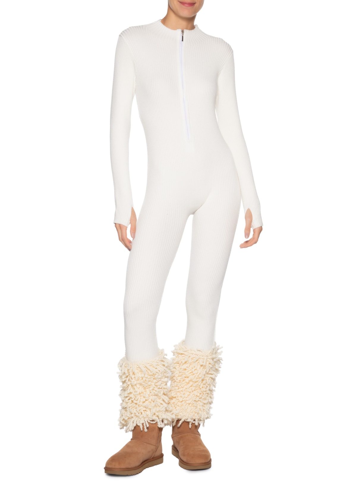 Macacão Feminino Justo Ao Corpo Em Tricot Off White '2Essential