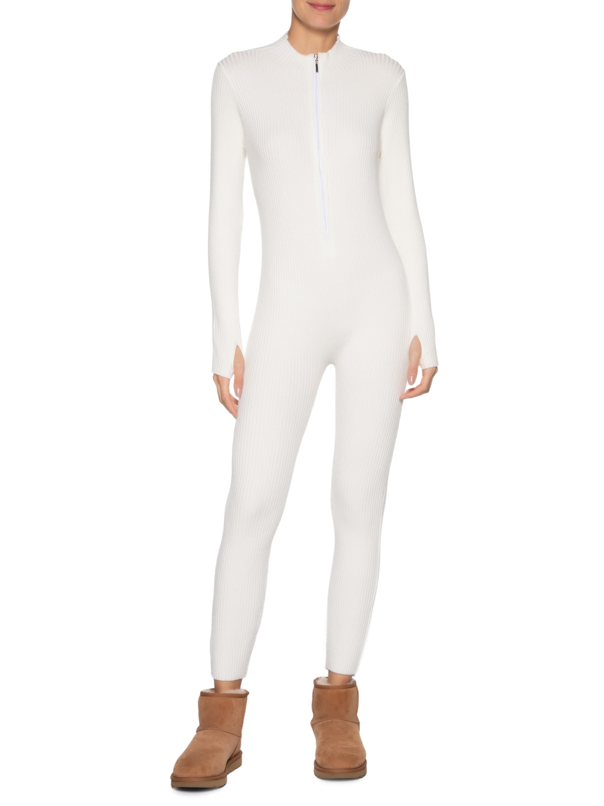 Macacão Feminino Justo Ao Corpo Em Tricot Off White '2Essential