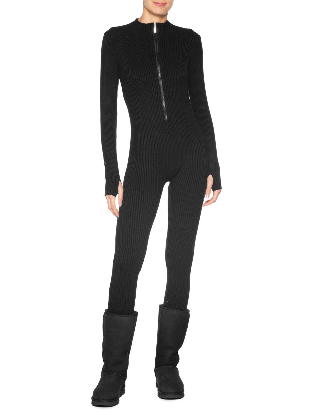 Macacão Feminino Justo Ao Corpo Em Tricot Preto '2Essential