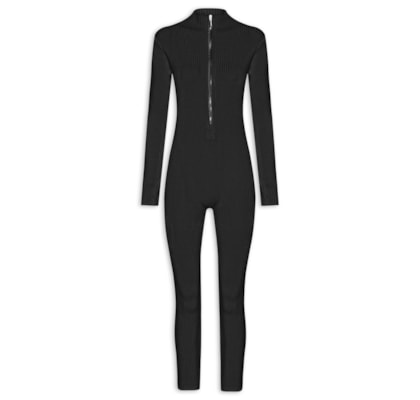 Macacão Feminino Justo Ao Corpo Em Tricot - Preto