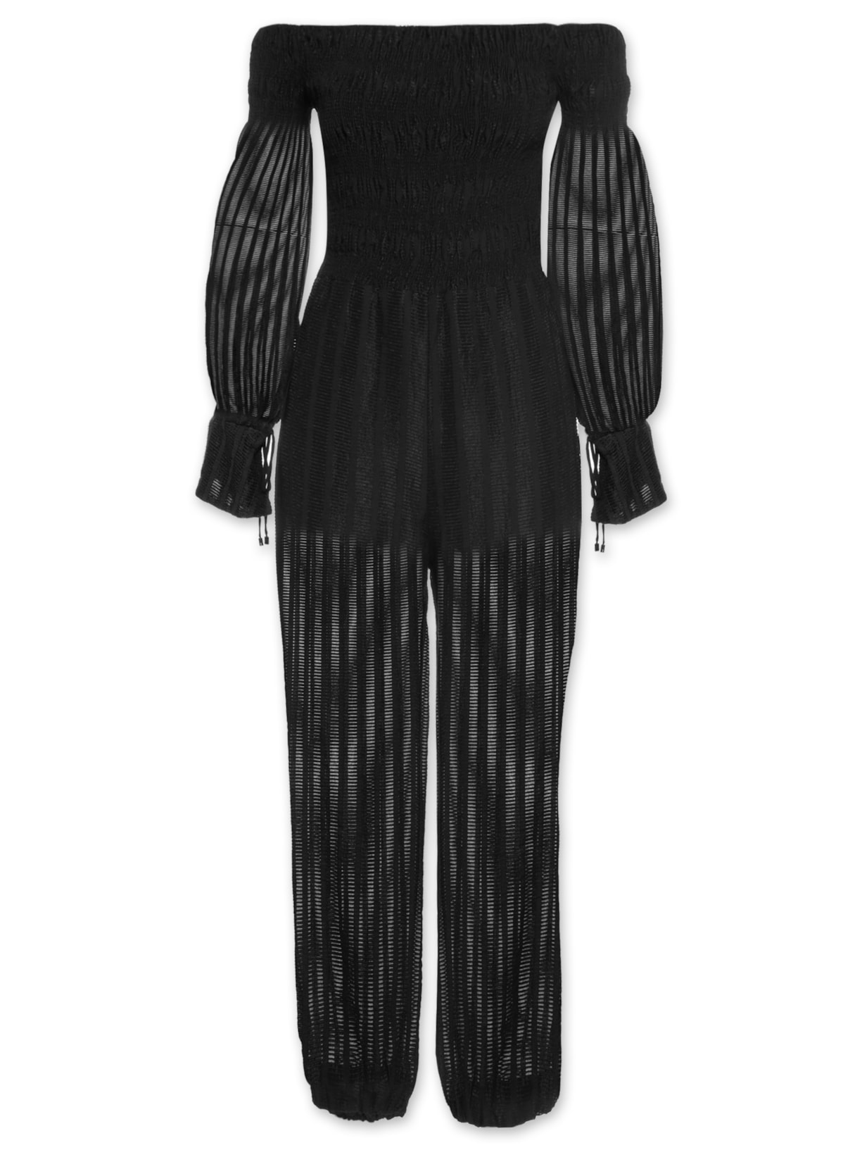 Macacão Feminino Lastex Jacquard - Preto