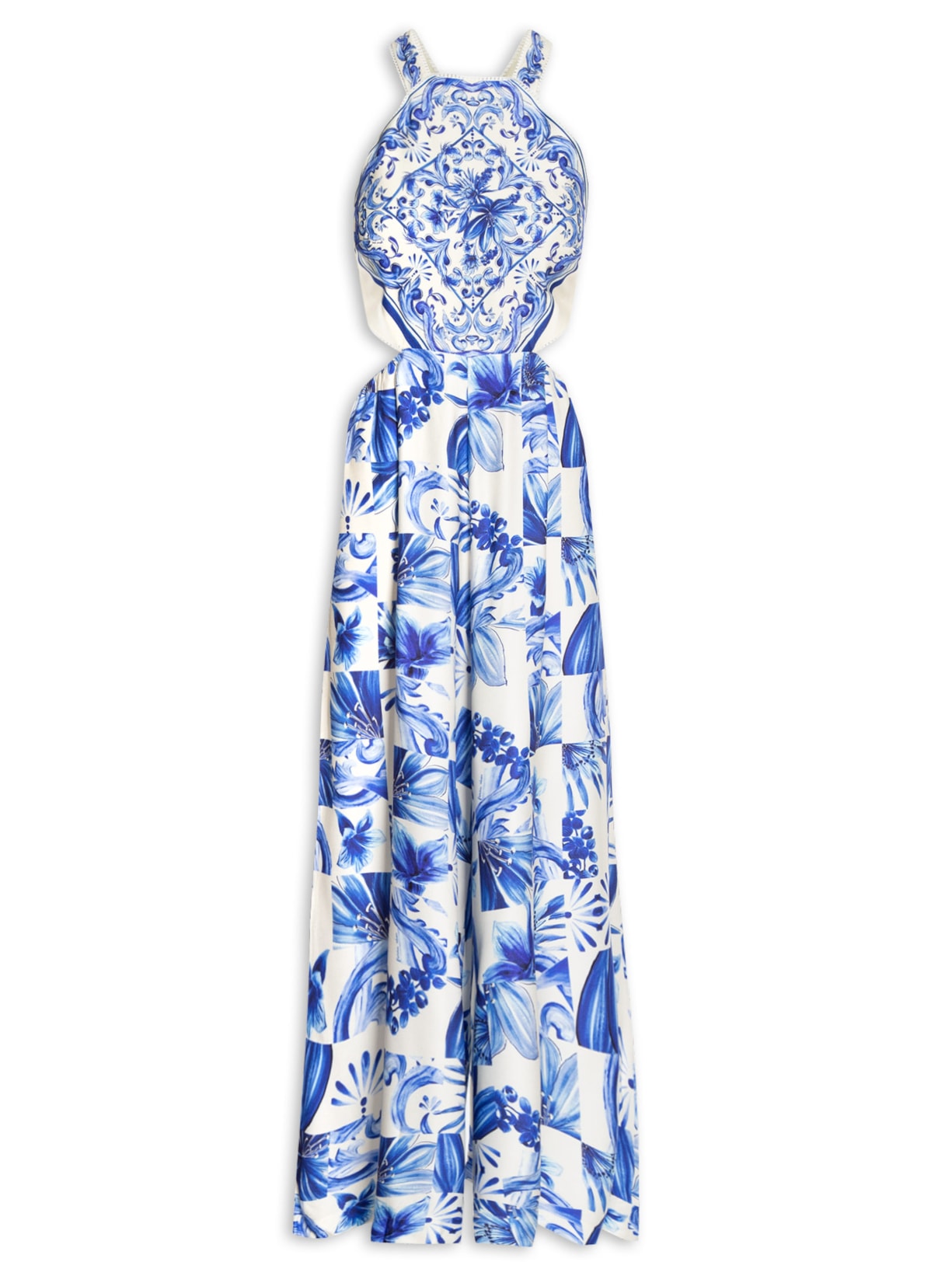 Macacão Feminino Lenço Azulejo - Azul