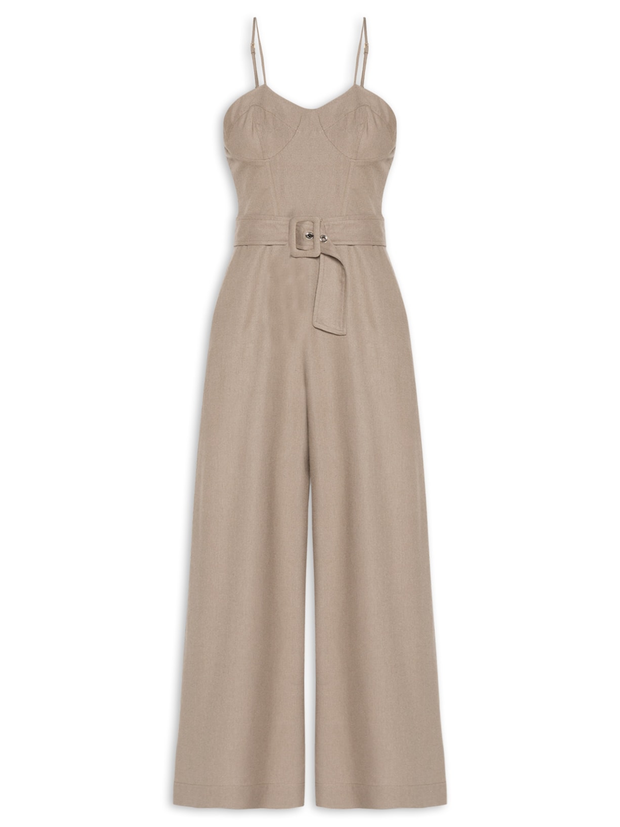 Macacão Feminino Linho Cinto - Cinza