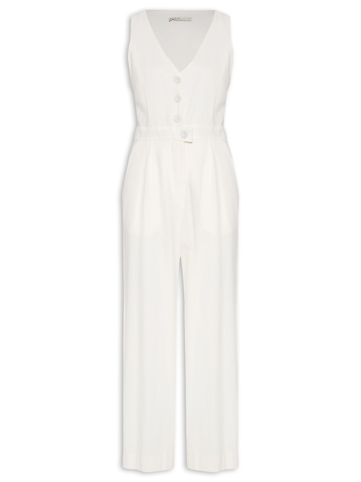 Macacão Feminino Linho Decote Nadador Off White Dress To