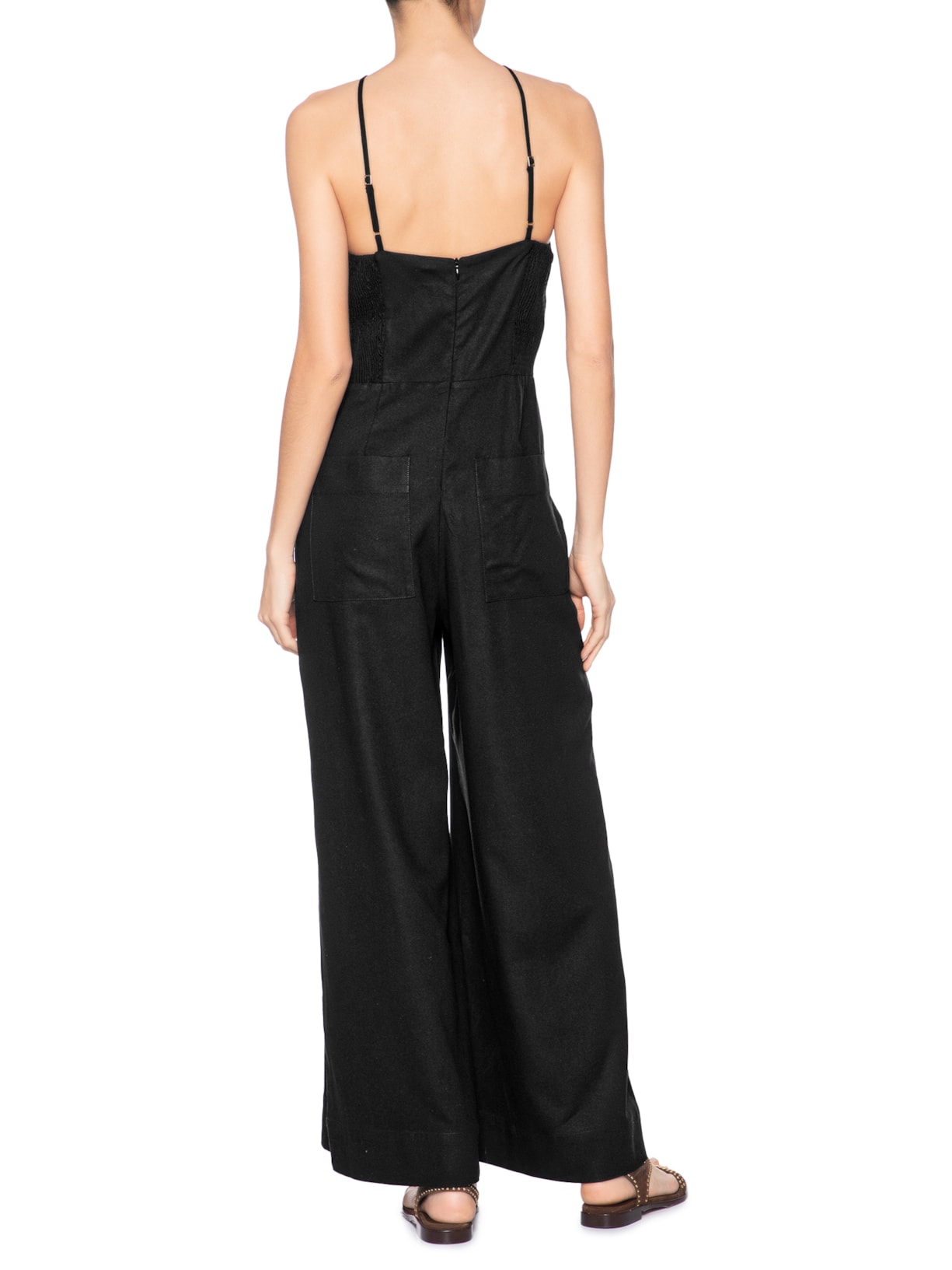 Macacão Feminino Linho Diferenciado Preto Dress To