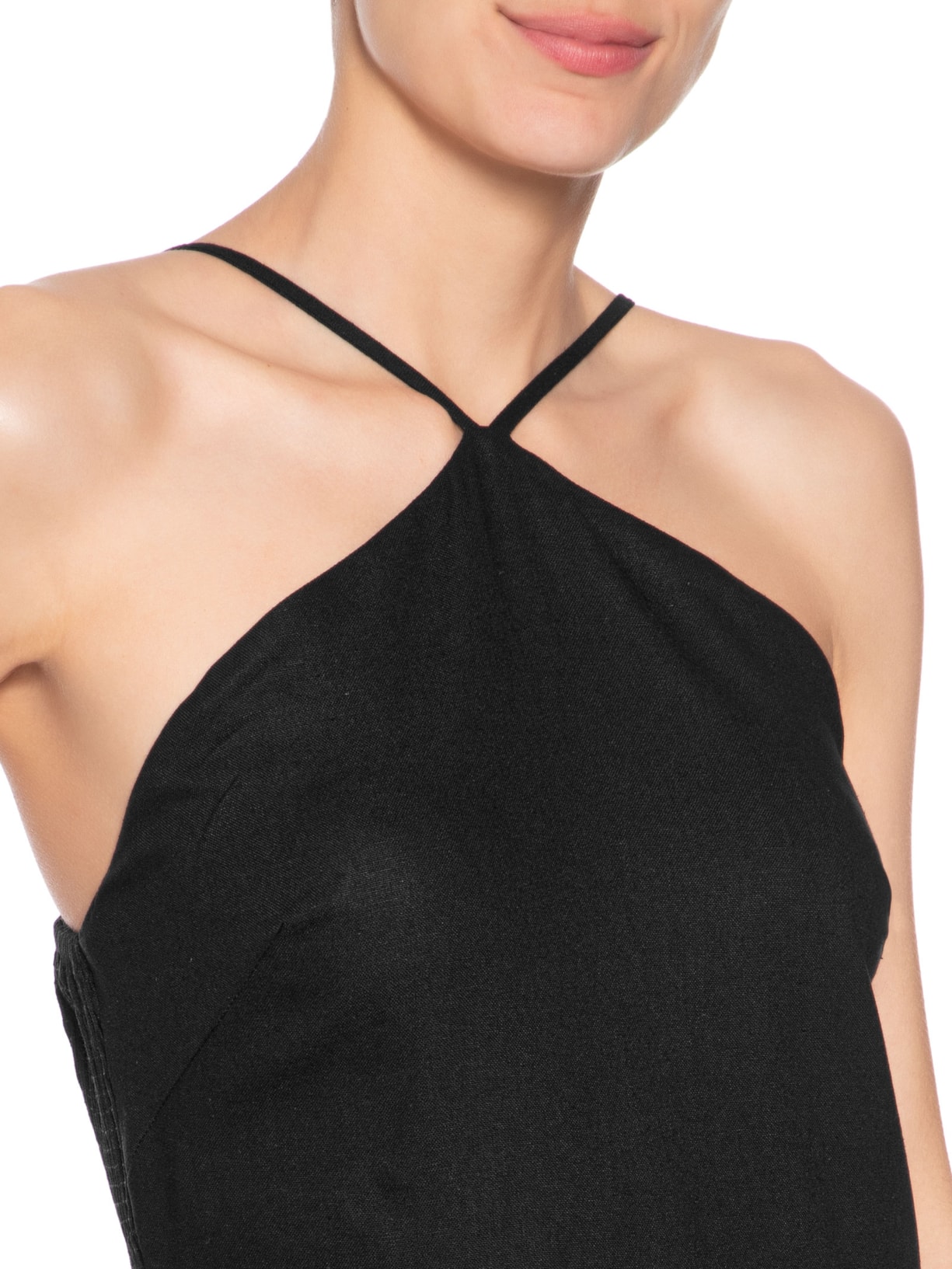 Macacão Feminino Linho Diferenciado Preto Dress To