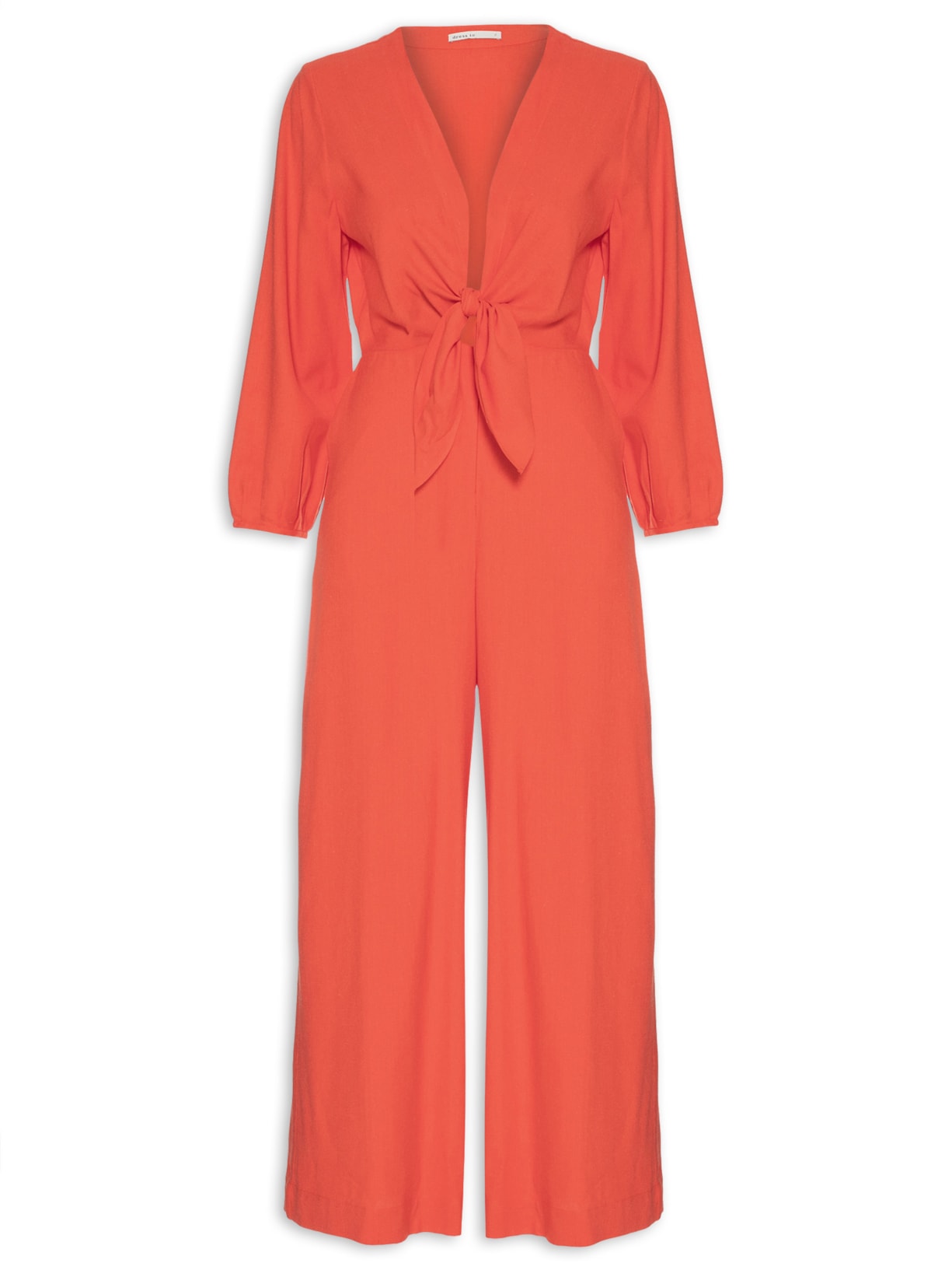 Macacão Feminino Linho Nó Frente - Vermelho